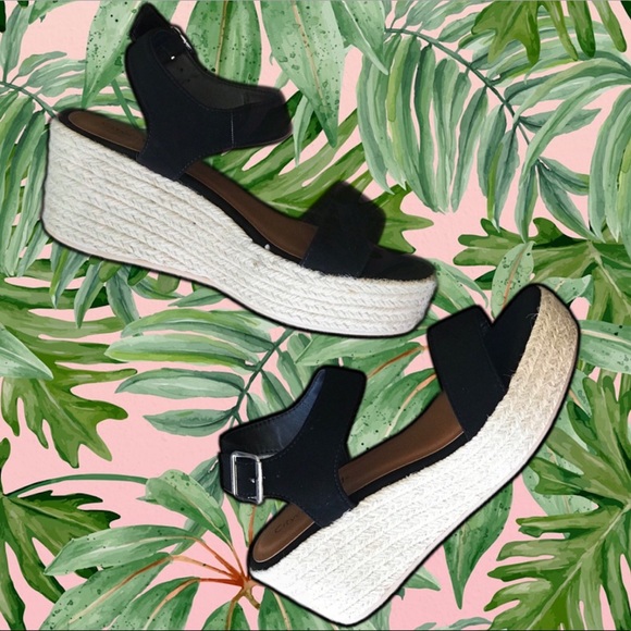 Cityclassified Shoes - NEW Luthor Black Flatform Wedge Espadrille Sandal